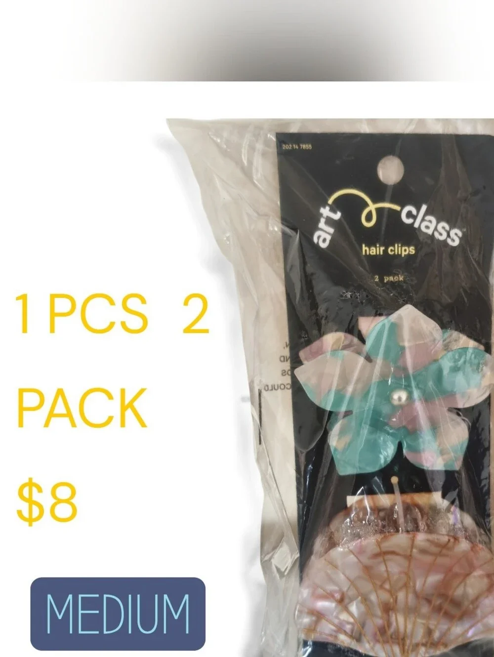 art class Kids Flower Hair Clip Set - Pink & Teal